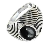SILVERTROVE Cabochon Black Onyx Gemstone Ring Men & Women All Size 925 Sterling Silver Band Ring Gift Item Handmade Jewelry CRG1171BY_22_(S 1/2)