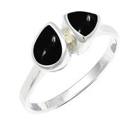 SILVERTROVE Cabochon Black Onyx Gemstone Ring Men & Women All Size Silver Plated Band Ring Gift Item Handmade Jewelry CRG1260BY_7_(L)