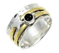 SILVERTROVE Cabochon Black Onyx Gemstone Ring Men & Women All Size Silver Plated Band Ring Gift Item Handmade Jewelry CRG1266BY_16_(P 1/2)