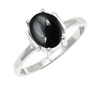 SILVERTROVE Cabochon Black Onyx Gemstone Silver Plated Band Ring Men & Women All Size Gift Item Handmade Jewelry CRG1255BY_7_(L)