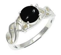 SILVERTROVE Cabochon Black Onyx Gemstone Silver Plated Band Ring Men & Women All Size Gift Item Handmade Jewelry CRG1257BY_7_(L)