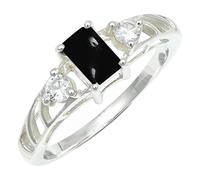 SILVERTROVE Cabochon Black Onyx Gemstone Silver Plated Band Ring Men & Women All Size Gift Item Handmade Jewelry CRG1248BY_7_(L)