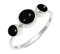SILVERTROVE Cabochon Black Onyx Gemstone Silver Plated Band Ring Men & Women All Size Gift Item Handmade Jewelry CRG1263BY_7_(L)