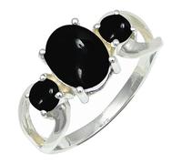 SILVERTROVE Cabochon Black Onyx Gemstone Silver Plated Band Ring Men & Women All Size Gift Item Handmade Jewelry CRG1264BY_7_(L)