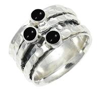 SILVERTROVE Cabochon Black Onyx Gemstone Silver Plated Band Ring Men & Women All Size Gift Item Handmade Jewelry CRG1269BY_24_(T 1/2)