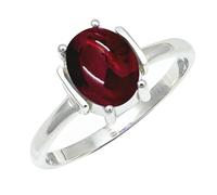SILVERTROVE Cabochon Garnet Gemstone Men & Women Band Ring All Size 925 Sterling Silver Gift Item Handmade Jewelry CRG1255BS_5_(K)