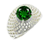 SILVERTROVE Chrome Oxide Lab Grown Gemstone Silver Plated Band Ring Men & Women All Size Gift Item Handmade Jewelry CRG1256BB_8_(L 1/2)