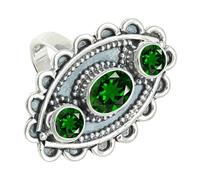 SILVERTROVE Chrome Oxide Lab Grown Gemstone Silver Plated Band Ring Men & Women All Size Gift Item Handmade Jewelry CRG1274BB_8_(L 1/2)
