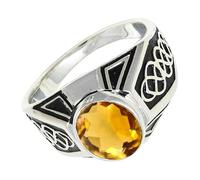 SILVERTROVE Citrine Gemstone 925 Sterling Silver Band Ring Men & Women All Size Gift Item Handmade Jewelry CRG1170AI_5_(K)