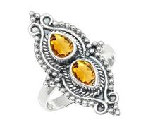 SILVERTROVE Citrine Gemstone Men & Women Band Ring All Size Silver Plated Gift Item Handmade Jewelry CRG1273AI_39_(Z 3)