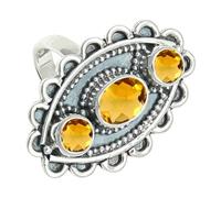 SILVERTROVE Citrine Gemstone Men & Women Band Ring All Size Silver Plated Gift Item Handmade Jewelry CRG1274AI_26_(U 1/2)