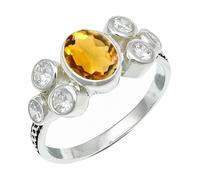 SILVERTROVE Citrine Gemstone Men & Women Band Ring All Size Silver Plated Gift Item Handmade Jewelry CRG1261AI_5_(K)