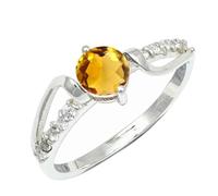SILVERTROVE Citrine Gemstone Ring Men & Women Bandring All Size Gift Item 925 Sterling Silver Handmade Jewelry CRG1242AI_5_(K)