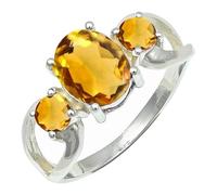 SILVERTROVE Citrine Gemstone Ring Men & Women Bandring All Size Gift Item Silver Plated Handmade Jewelry CRG1264AI_5_(K)