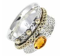 SILVERTROVE Citrine Gemstone Silver Spinner Solid 925 Sterling Silver Meditation Ring For Men Women Gift Item Jewelry CRG1213AI_5_(K)
