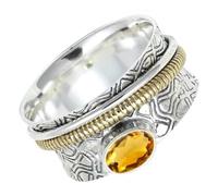 SILVERTROVE Citrine Gemstone Silver Spinner Solid 925 Sterling Silver Meditation Ring For Men Women Gift Item Jewelry CRG1211AI_5_(K)