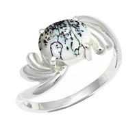 SILVERTROVE Dendritic Opal Gemstone Men & Women Band Ring All Size Gift Item Silver Plated Ring Handmade Jewelry CRG1259CI_5_(K)