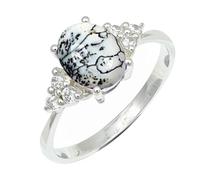 SILVERTROVE Dendritic Opal Gemstone Silver Plated Band Ring Men & Women All Size Gift Item Handmade Jewelry CRG1246CI_5_(K)