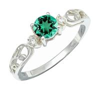SILVERTROVE Emerald Lab Grown Gemstone 925 Sterling Silver Band Ring Men & Women All Size Gift Item Handmade Jewelry CRG1237AN_19_(R)