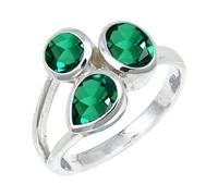 SILVERTROVE Emerald Lab Grown Gemstone Silver Plated Ring For Men And Women All Size Gift Item Handmade Meditation Jewelry CRG1154AN_14_(O 1/2)