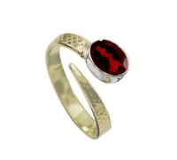 SILVERTROVE Garnet Gemstone 925 Sterling Silver And Brass Men Women Stone Band Ring All Size Handmade Jewelry CRG1093AB_20_(R 1/2)