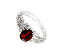SILVERTROVE Garnet Gemstone 925 Sterling Silver Band Ring Men & Women All Size Gift Item Handmade Jewelry CRG1121AB_20_(R 1/2)