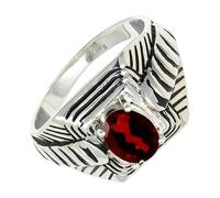 SILVERTROVE Garnet Gemstone Men & Women Band Ring All Size 925 Sterling Silver Gift Item Handmade Jewelry CRG1169AB_20_(R 1/2)