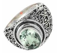 SILVERTROVE Green Amethyst Gemstone 925 Sterling Silver Band Ring Men & Women All Size Gift Item Handmade Jewelry CRG1220AL_1_(H)