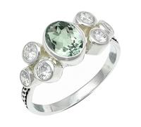 SILVERTROVE Green Amethyst Gemstone Ring Men & Women All Size Silver Plated Band Ring Gift Item Handmade Jewelry CRG1261AL_40_(Z 4)