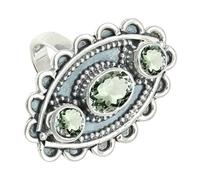 SILVERTROVE Green Amethyst Gemstone Ring Men & Women All Size Silver Plated Band Ring Gift Item Handmade Jewelry CRG1274AL_7_(L)