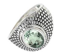 SILVERTROVE Green Amethyst Gemstone Ring Men & Women Bandring All Size Gift Item 925 Sterling Silver Handmade Jewelry CRG1172AL_23_(T)