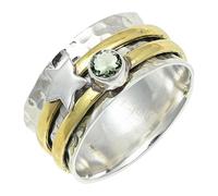 SILVERTROVE Green Amethyst Gemstone Silver Plated Band Ring Men & Women All Size Gift Item Handmade Jewelry CRG1266AL_7_(L)