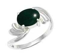 SILVERTROVE Green Jade Gemstone Ring Men & Women All Size Silver Plated Band Ring Gift Item Handmade Jewelry CRG1259CD_17_(Q)