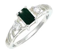SILVERTROVE Green Jade Gemstone Ring Men & Women Bandring All Size Gift Item Silver Plated Handmade Jewelry CRG1248CD_2_(I)