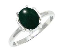 SILVERTROVE Green Jade Gemstone Ring Men & Women Bandring All Size Gift Item Silver Plated Handmade Jewelry CRG1255CD_17_(Q)