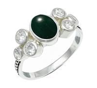 SILVERTROVE Green Jade Gemstone Silver Plated Band Ring Men & Women All Size Gift Item Handmade Jewelry CRG1261CD_17_(Q)