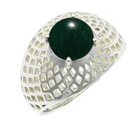 SILVERTROVE Green Jade Gemstone Silver Plated Band Ring Men & Women All Size Gift Item Handmade Jewelry CRG1256CD_17_(Q)