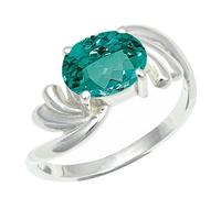 SILVERTROVE Green Paraiba Tourmaline Lab Grown Gemstone Men & Women Band Ring All Size Gift Item Silver Plated Ring Handmade Jewelry CRG1259AS_14_(O 1/2)