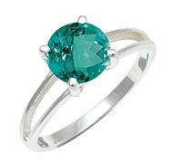 SILVERTROVE Green Paraiba Tourmaline Lab Grown Gemstone Ring Men & Women All Size Silver Plated Brass Band Ring Gift Item Handmade Jewelry CRG1258AS_22_(S 1/2)