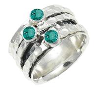 SILVERTROVE Green Paraiba Tourmaline Lab Grown Gemstone Ring Men & Women Bandring All Size Gift Item Silver Plated Handmade Jewelry CRG1269AS_7_(L)
