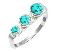 SILVERTROVE Lab Created Turquoise Gemstone Men & Women Band Ring All Size Silver Plated Gift Item Handmade Jewelry CRG1265BU_7_(L)