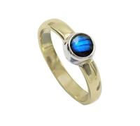 SILVERTROVE Labradorite Gemstone 925 Sterling Silver And Brass Men Women Stone Band Ring All Size Handmade Jewelry CRG1094BN_20_(R 1/2)