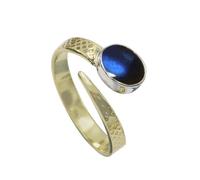 SILVERTROVE Labradorite Gemstone 925 Sterling Silver And Brass Men Women Stone Band Ring All Size Handmade Jewelry CRG1093BN_20_(R 1/2)