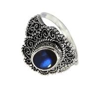 SILVERTROVE Labradorite Gemstone 925 Sterling Silver Band Ring Men & Women All Size Gift Item Handmade Jewelry CRG1137BN_20_(R 1/2)