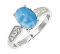 SILVERTROVE Larimar Gemstone Ring Men & Women Bandring All Size Gift Item Silver Plated Handmade Jewelry CRG1250BF_4_(J 1/2)