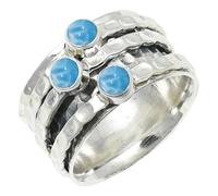 SILVERTROVE Larimar Gemstone Ring Men & Women Bandring All Size Gift Item Silver Plated Handmade Jewelry CRG1269BF_19_(R)