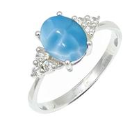 SILVERTROVE Larimar Gemstone Silver Plated Band Ring Men & Women All Size Gift Item Handmade Jewelry CRG1246BF_4_(J 1/2)