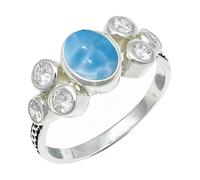 SILVERTROVE Larimar Gemstone Silver Plated Band Ring Men & Women All Size Gift Item Handmade Jewelry CRG1261BF_4_(J 1/2)