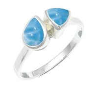 SILVERTROVE Larimar Gemstone Silver Plated Band Ring Men & Women All Size Gift Item Handmade Jewelry CRG1260BF_4_(J 1/2)