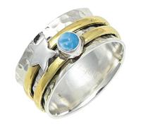 SILVERTROVE Larimar Gemstone Silver Plated Band Ring Men & Women All Size Gift Item Handmade Jewelry CRG1266BF_26_(U 1/2)